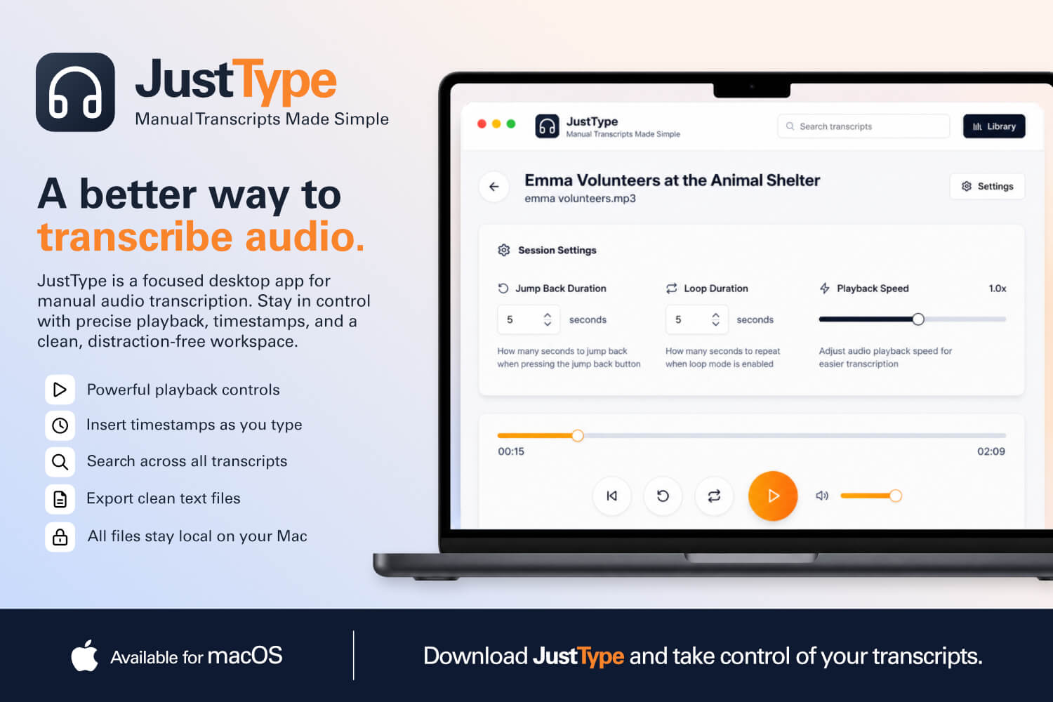 JustType application screenshot